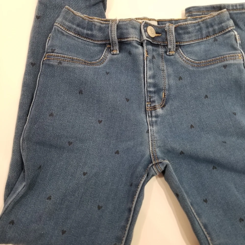 OshKosh B'gosh Blue Polka Dot Denim Jeans little girl size 7 (C14)